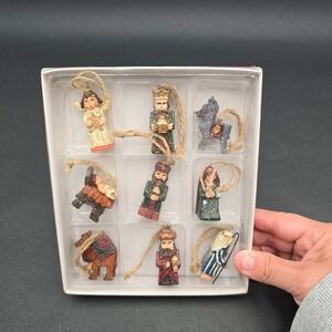 Miniature Target Nativity Scene Christmas Ornament Set Rustic Resin 9 Piece 2009